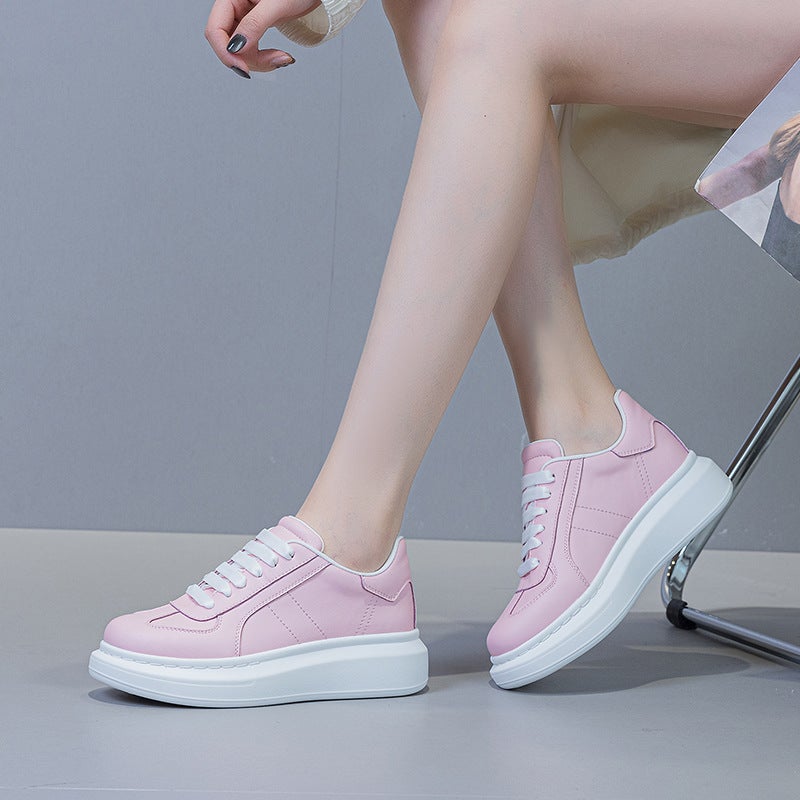 Thick-Soled Women'S Casual Shoes 2025 Autumn New Lace-Up Sports Casual Shoes Round Toe Fashionable Solid Color Sneakers For Women - Image 5